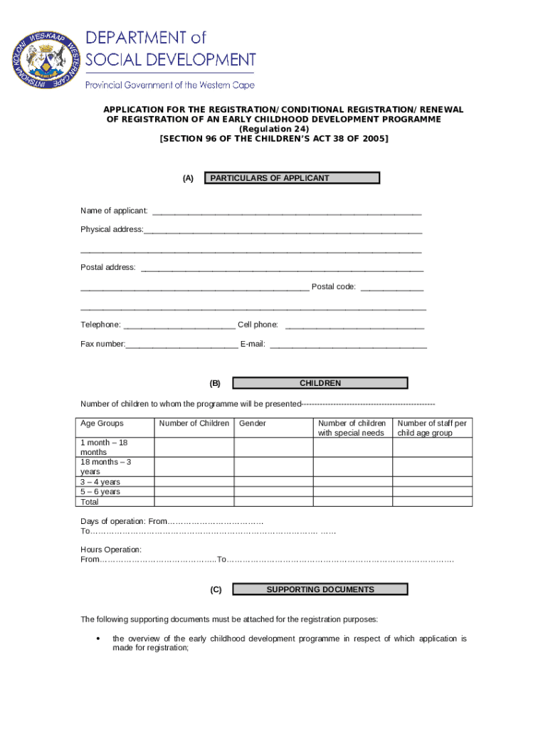  16 registration of the ecd programme pdf doc template pdffiller