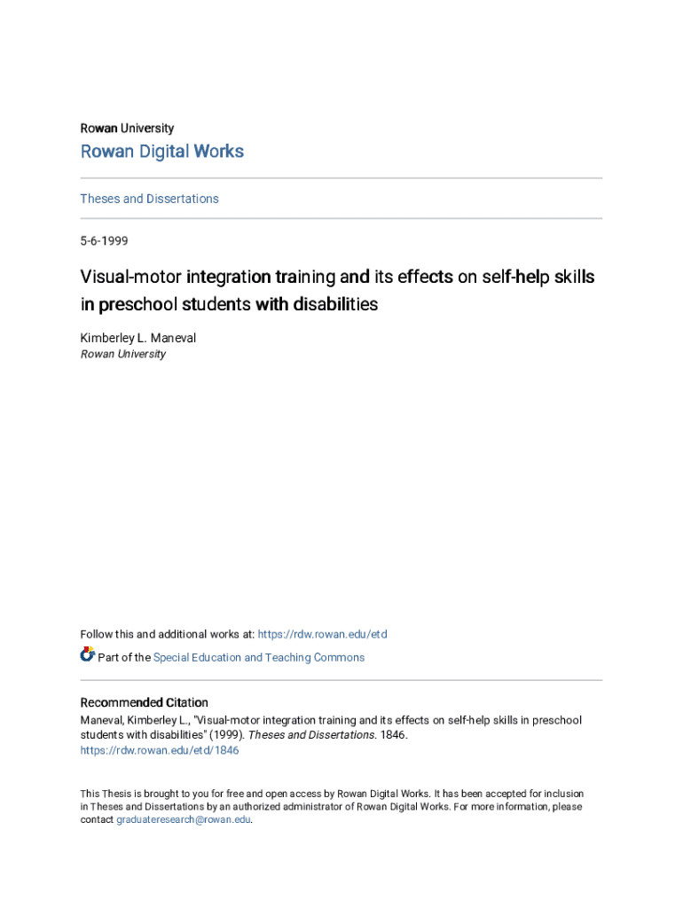 Fillable Online Visual motor Integration Training And Its Effects On
