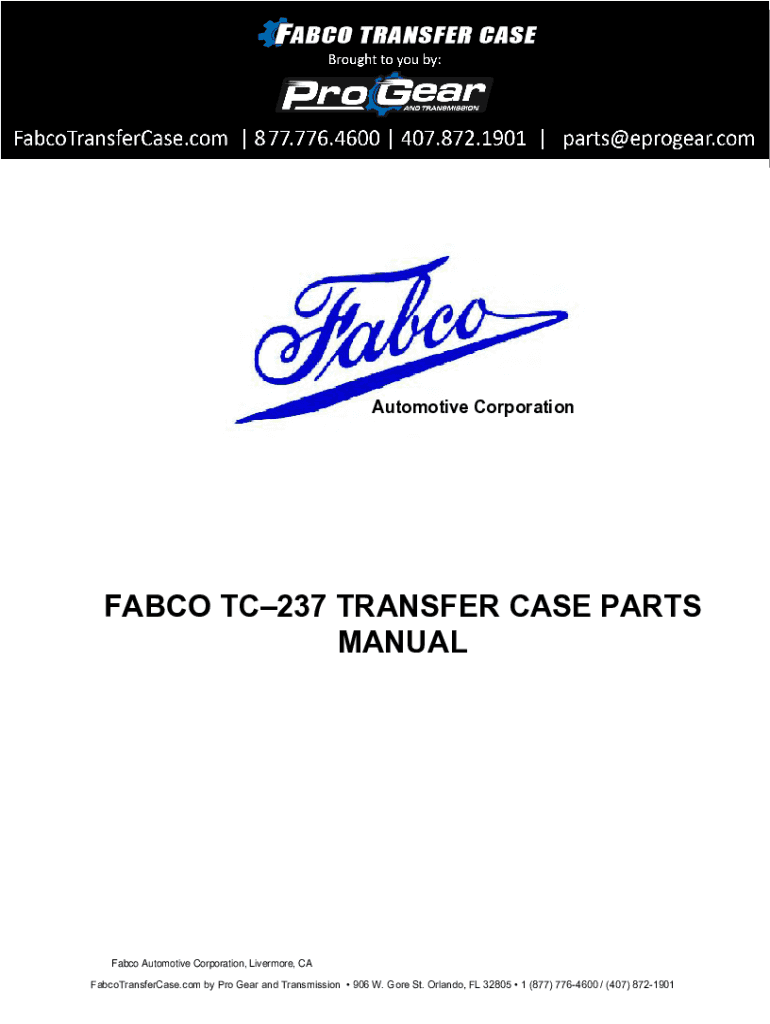 Fillable Online FABCO TC237 TRANSFER CASE SERVICE MANUAL Fax Email