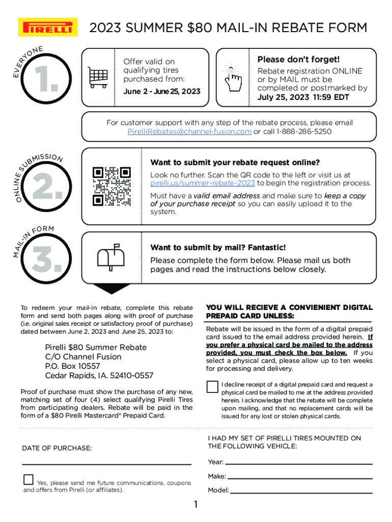 Fillable Online 2023 SUMMER 80 MAIL IN REBATE FORM Fax Email Print 