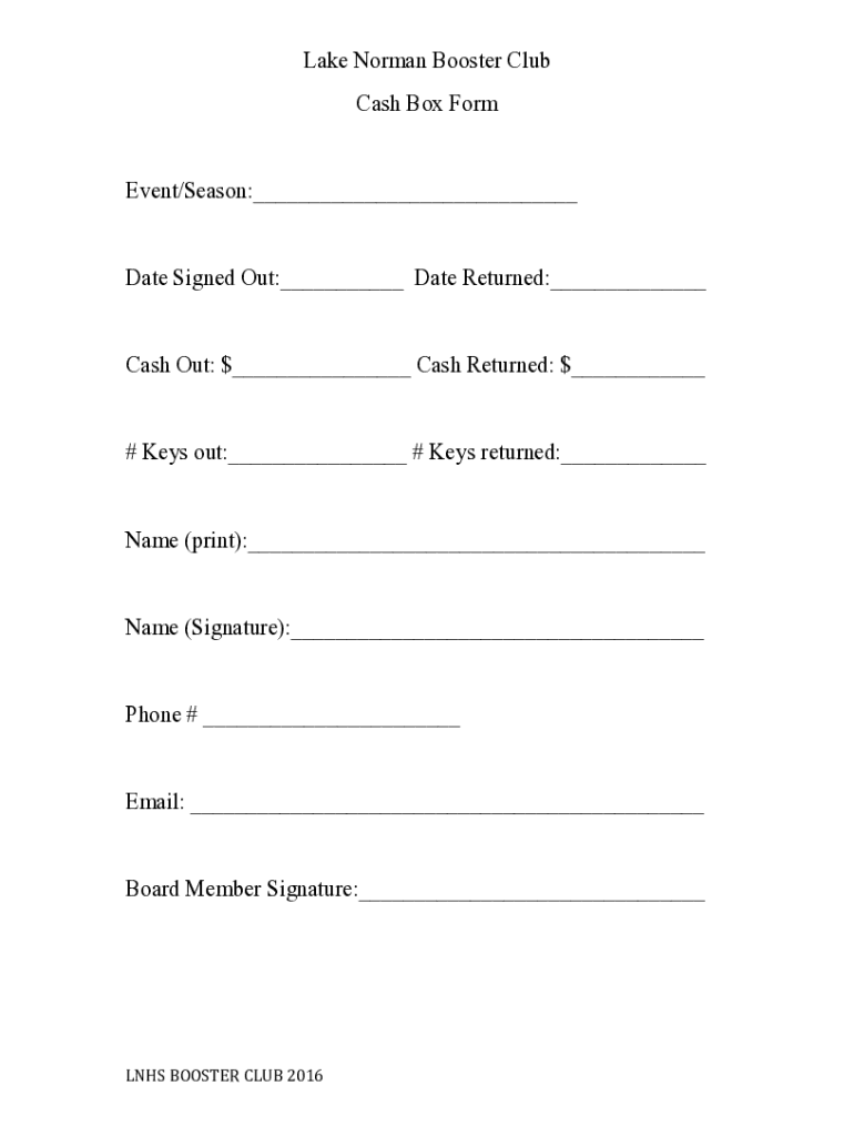 Fillable Online Sample Cash Box Tally Sheet Fax Email Print pdfFiller