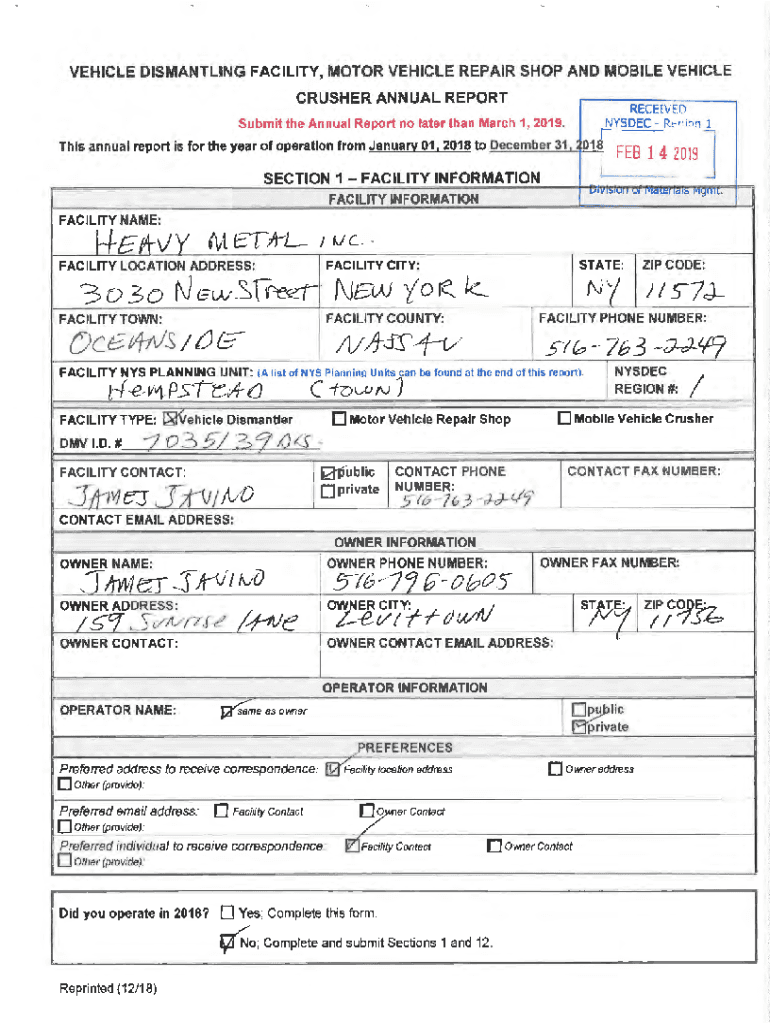 Fillable Online Vehicle Dismantling Facility, Motor Vehicle Repair Shop