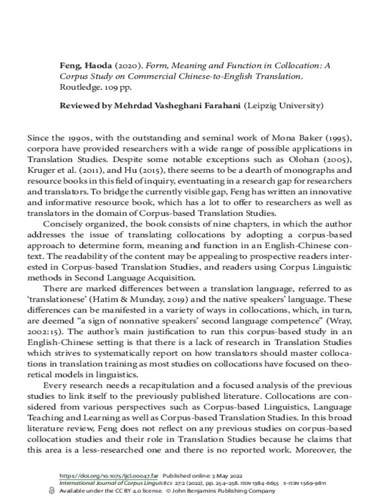 Fillable online form meaning and function in collocation a corpus