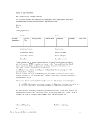 Repo Transaction Confirmation Form