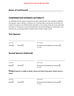 Confirmation sponsor form: Fill out &amp;amp; sign online
