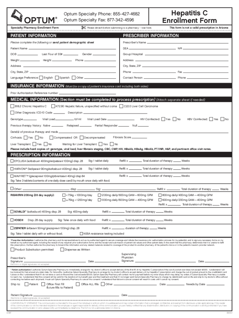 Fillable Online Hepatitis C Enrollment Form Fax Email Print pdfFiller