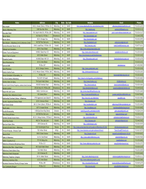 Name Address City State Zip Code Website Email Phone