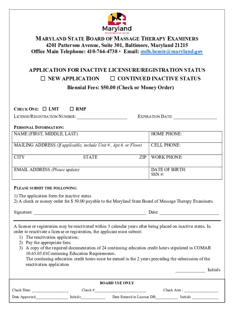 Fillable Online Reinstate Massage License. Disclosure of Addresses ...