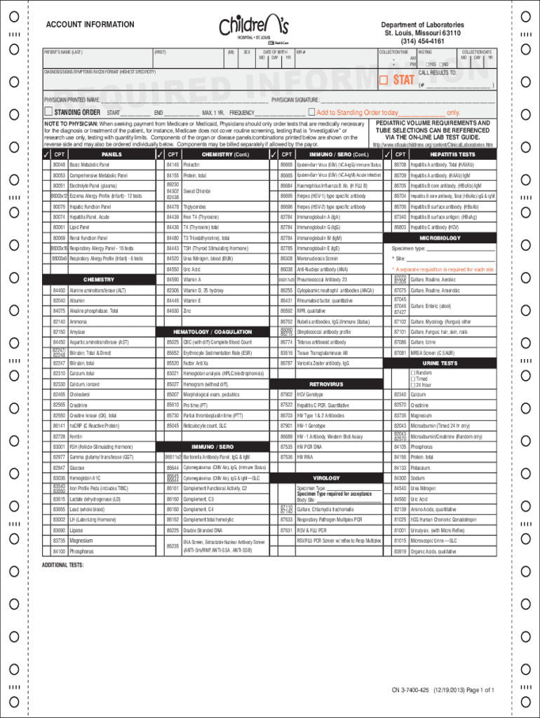 Fillable Online slchlabtestguide bjc Gender DNA Test for St Louis