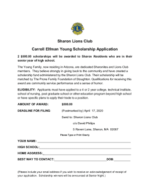Sharon Lions Club Carroll Elfman Young Scholarship ...