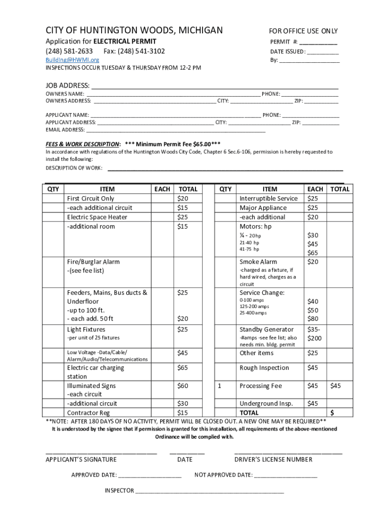 Fillable Online Huntington Woods Building Department Fill Online