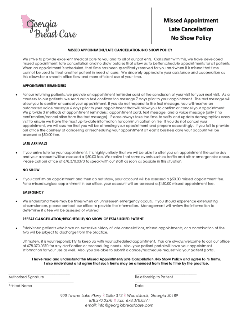 Fillable Online How to Create a NoShow Appointment Policy for Patients