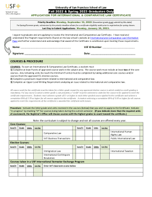 Fillable Online University of San Francisco School of Law Academic