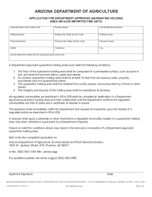 Approved Holding Area - Arizona Department of Agriculture