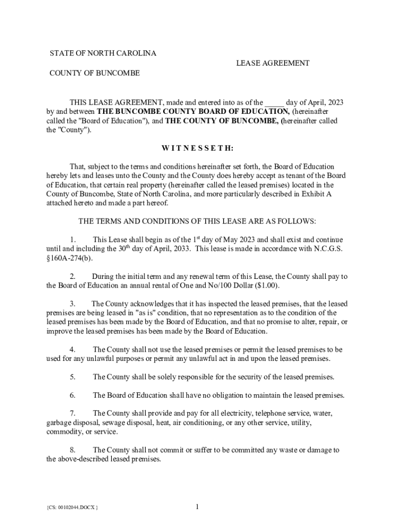 Fillable Online North Carolina Lease Agreement Templates (7) - eForms ...