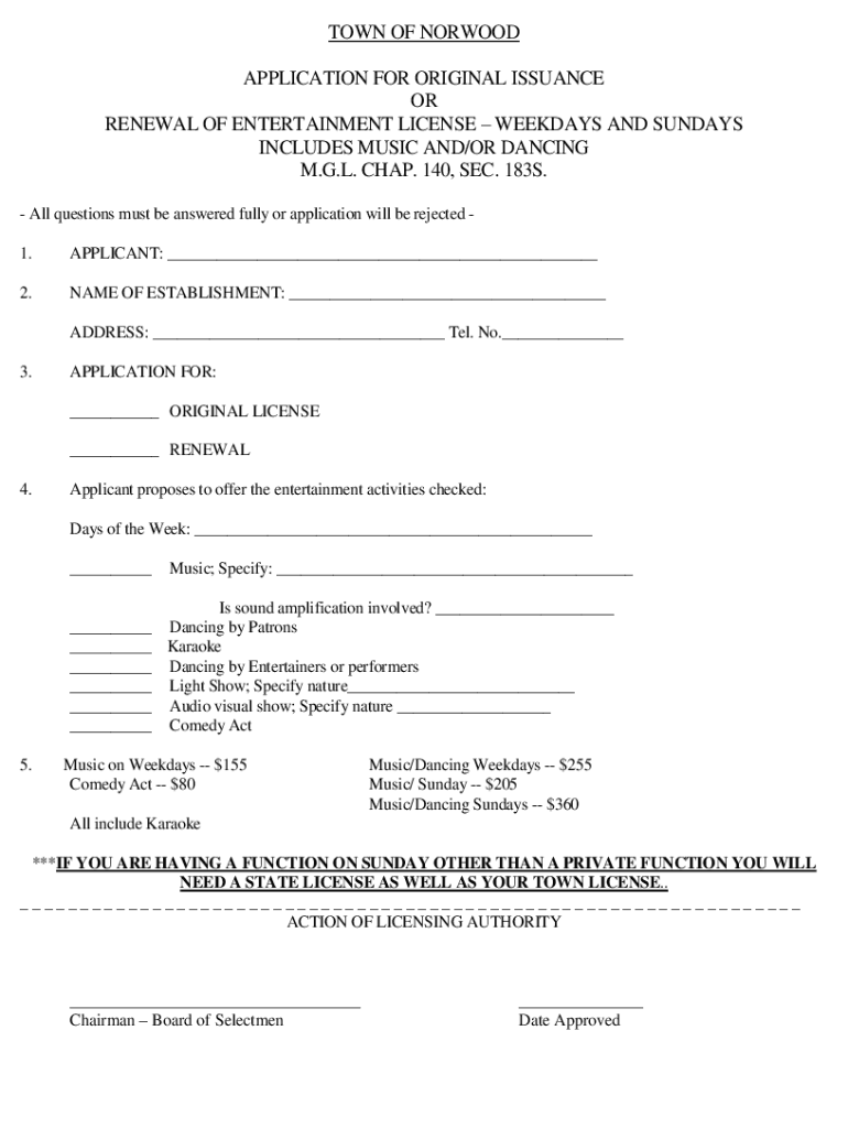 Fillable Online Rules and Regulations Governing Entertainment Licenses Fax Email Print pdfFiller