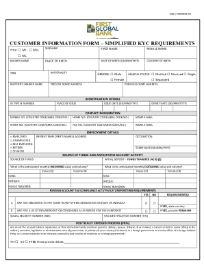 Fillable Online CUSTOMER INFORMATION FORMSIMPLIFIED KYC ... Fax Email ...