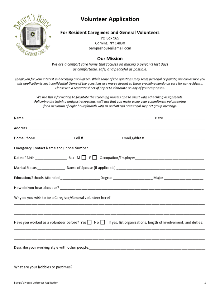 Fillable Online Bampa's Care Home in Corning NY Fax Email