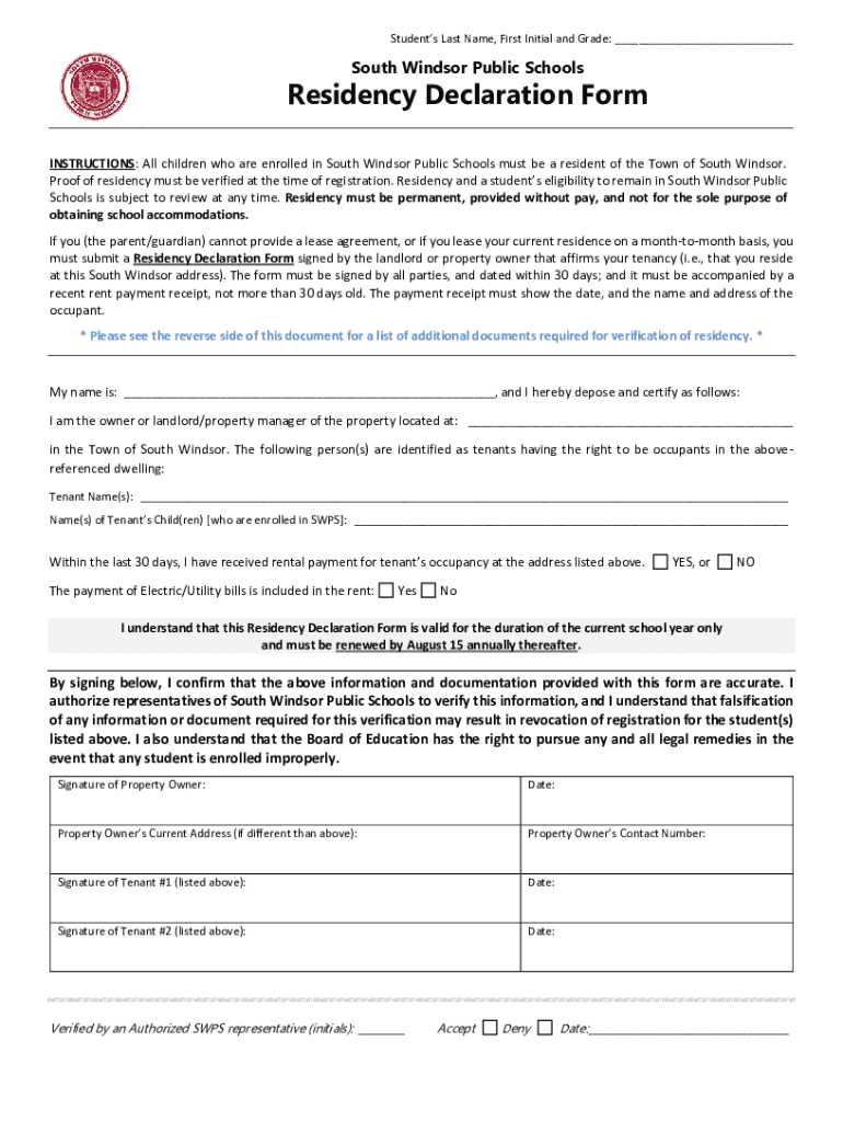 Fillable Online Residency Declaration Form Fax Email Print pdfFiller