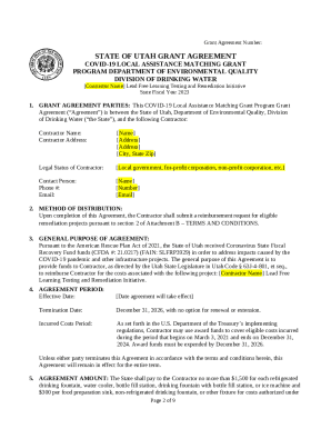 state of utah grant agreement - covid-19 local assistance ...