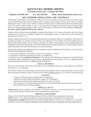 kentucky horse shows - 2023 vendor application and contract
