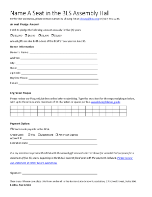 Name Your Seat in the BLS Assembly Hall Today