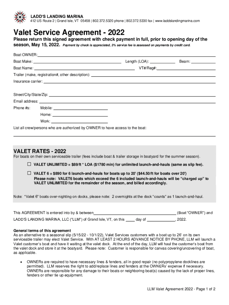 Fillable Online Ladd's Landing Marina in Grand Isle, VT, United States