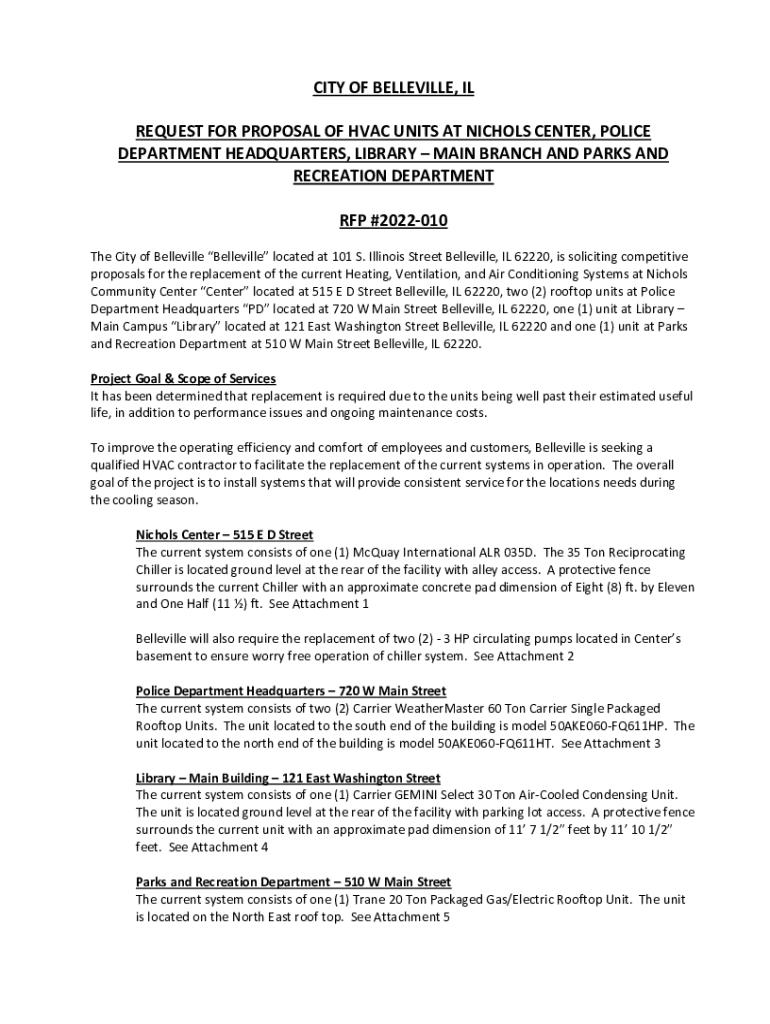 Fillable Online city of belleville, il request for proposal of hvac