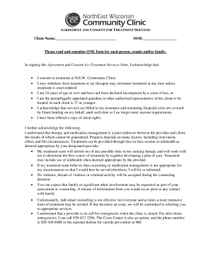 Fillable Online Agreement and Consent for Treatment Services Fax Email ...