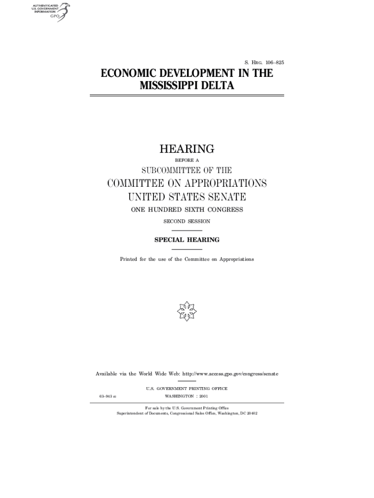 Fillable Online Economic Development in the Mississippi Delta Hearing