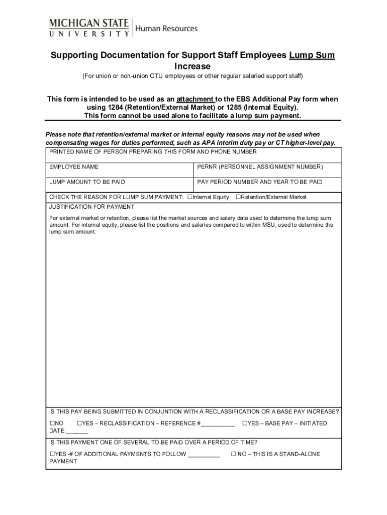 Fillable Online hr msu Supporting Documentation for Support Staff