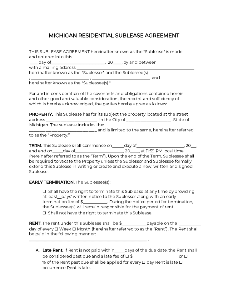 Fillable Online Michigan Rental Lease Agreement Template 2023 Fax Email ...