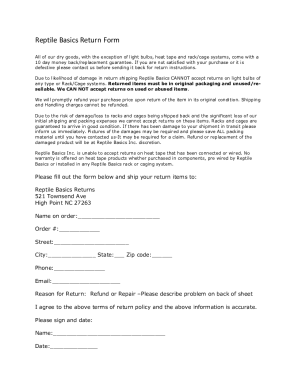 Fillable Online Reptile Basics Return Form Fax Email Print - pdfFiller