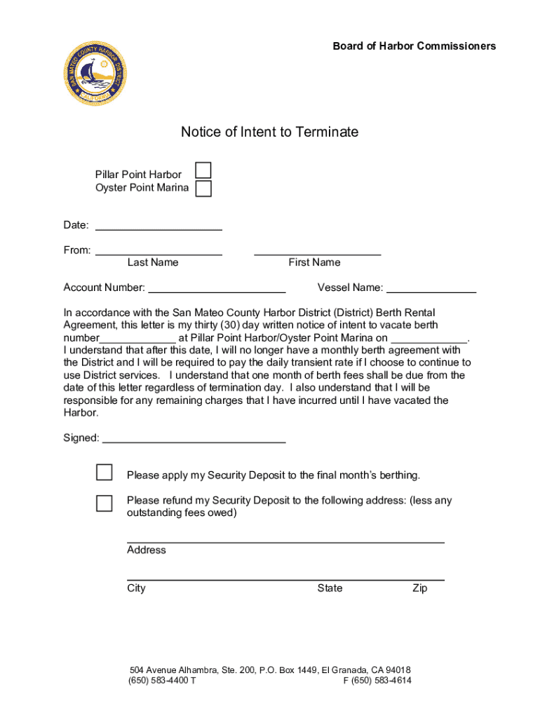 Fillable Online Downloadable forms for Pillar Point Harbor and Oyster