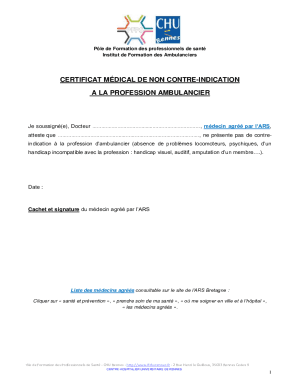 CERTIFICAT MDICAL DE NON CONTRE-INDICATION A ...