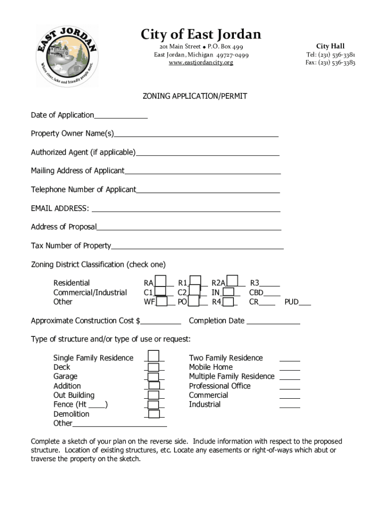 Fillable Online City of East Jordan Application and Permit Fax Email Print pdfFiller