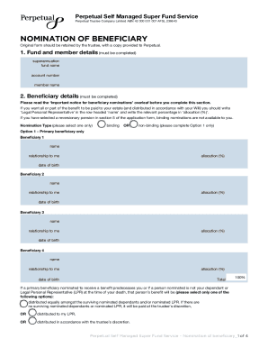 Fillable Online Binding nomination - SMSF - Perpetual Fax Email ...