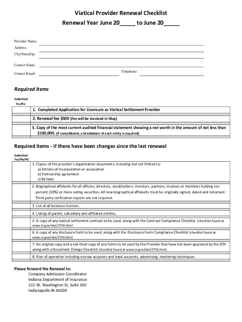 Fillable Online Viatical Settlement Broker Individual License