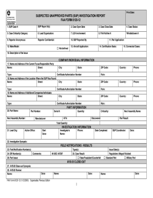 Fillable Online Form FAA 8120-11 - Suspected Unapproved Part Report Fax ...
