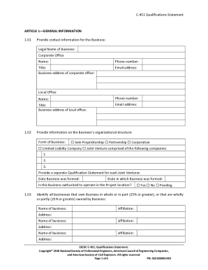 Exhibit D - Qualification Statement Form - 11 pgs