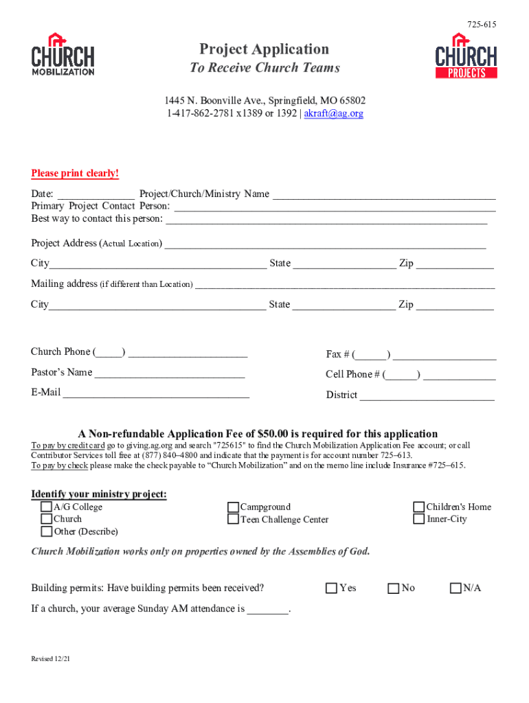 Fillable Online Disaster Relief for Churches Application Fax Email ...