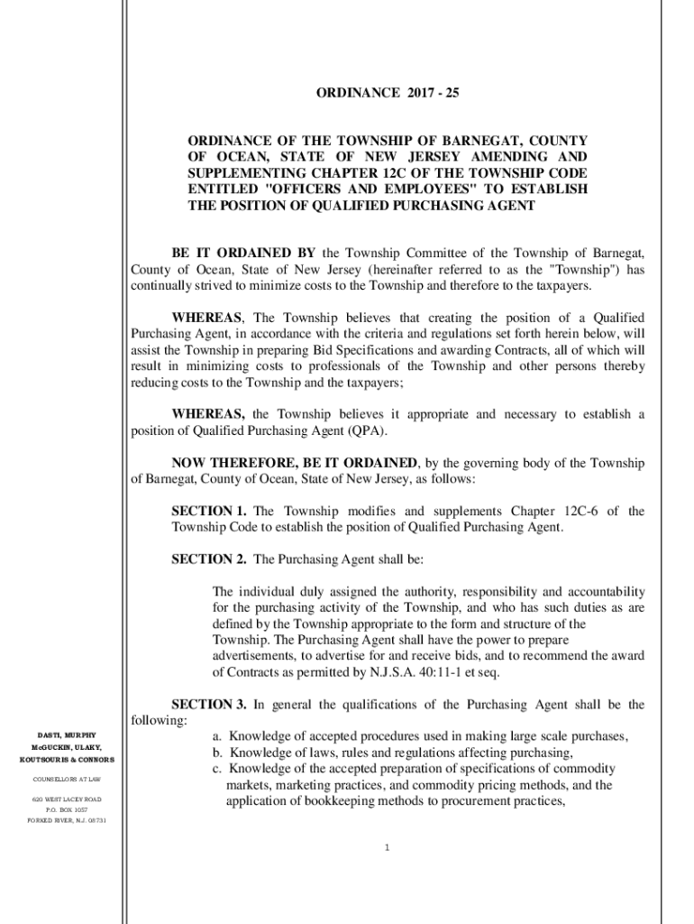 Fillable Online Township of Barnegat, NJ Zoning District Regulations