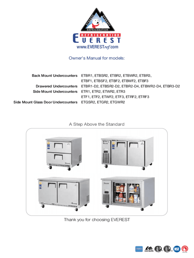 Fillable Online Everest Refrigeration ETGWR2 71.125 Inch Two Section