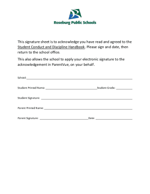 This signature sheet is to acknowledge you have read and ...