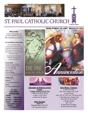 Fillable Online St Vincent De Paul Roman Catholic Church - Holiday