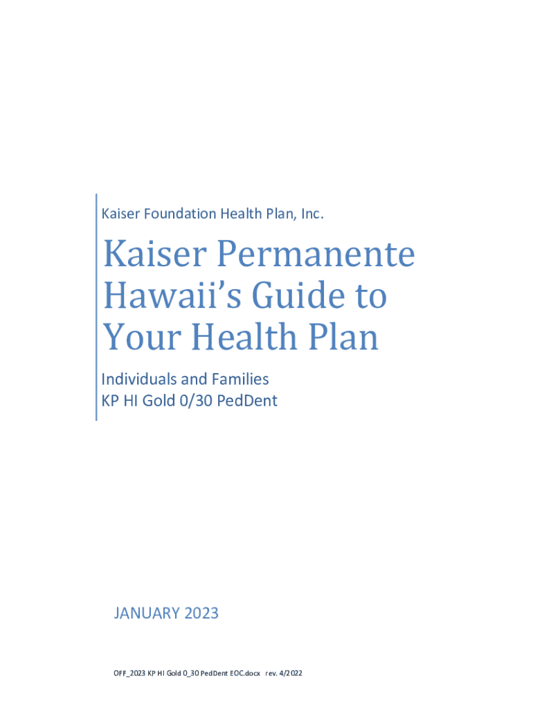 Fillable Online Kaiser Permanente Hawaiis Guide to Your Health Plan