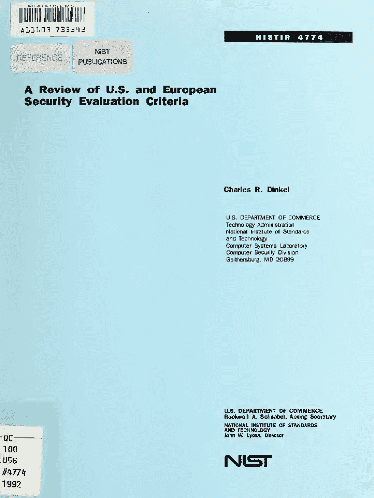 Fillable Online nvlpubs nist A review of U.S. and European security evaluation criteria Fax