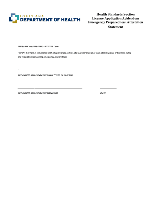 Emergency Preparedness Attestation Statement