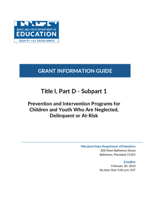 Title I, Part D - Subpart 1 Grant Information Guide. Title I, Part D - Subpart 1 Grant Information Guide