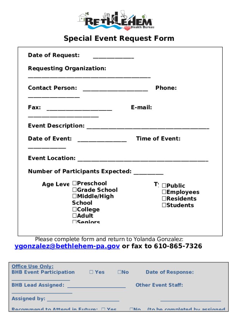 Special Event Parking Request Doc Template | pdfFiller